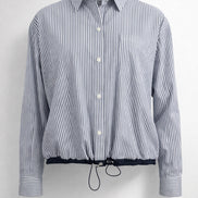 Camicia di Cotone Over a Bastoncino con Coulisse sul Fondo, True Royal