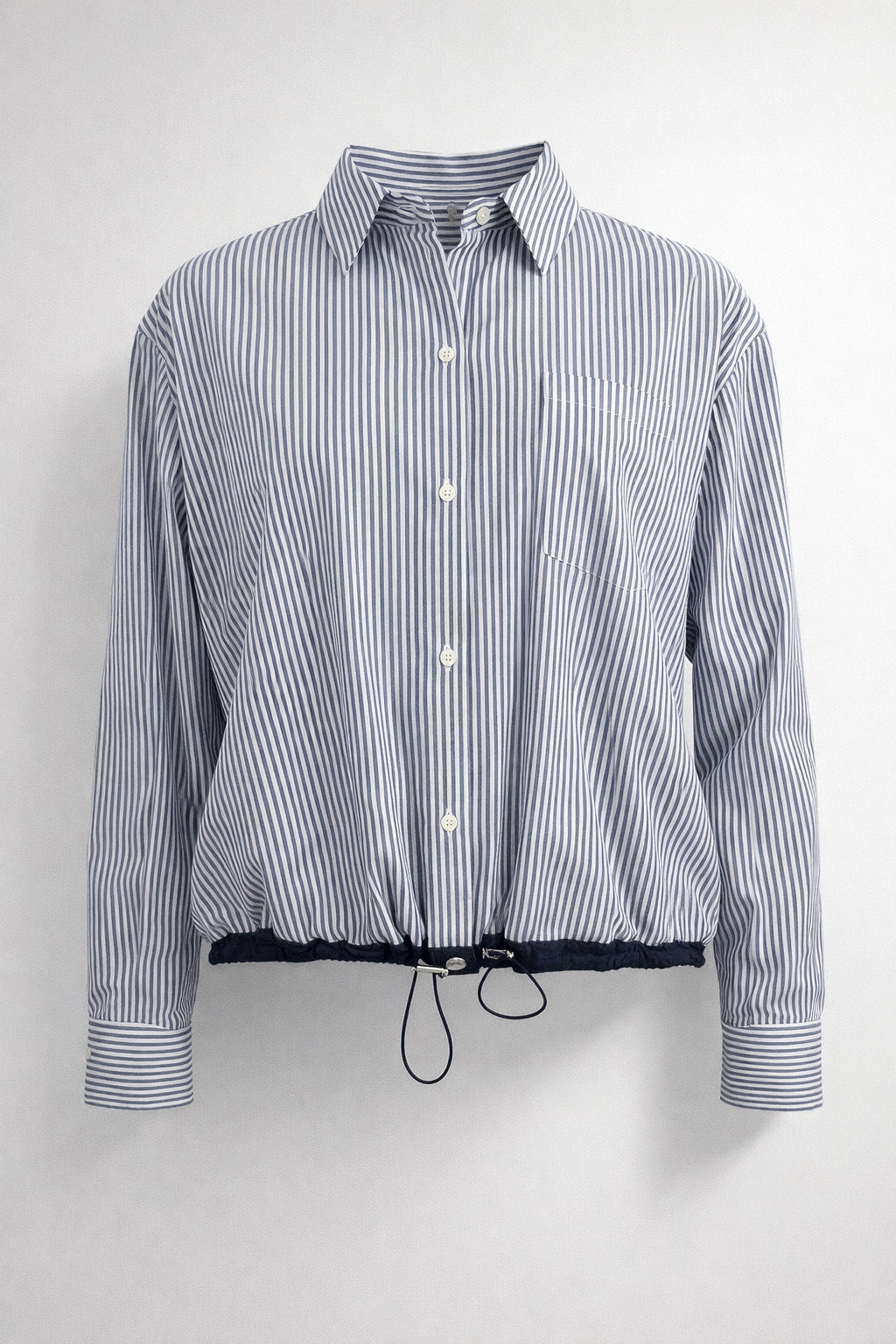 Camicia di Cotone Over a Bastoncino con Coulisse sul Fondo, True Royal
