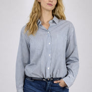 Camicia di Cotone Over a Bastoncino con Coulisse sul Fondo, True Royal