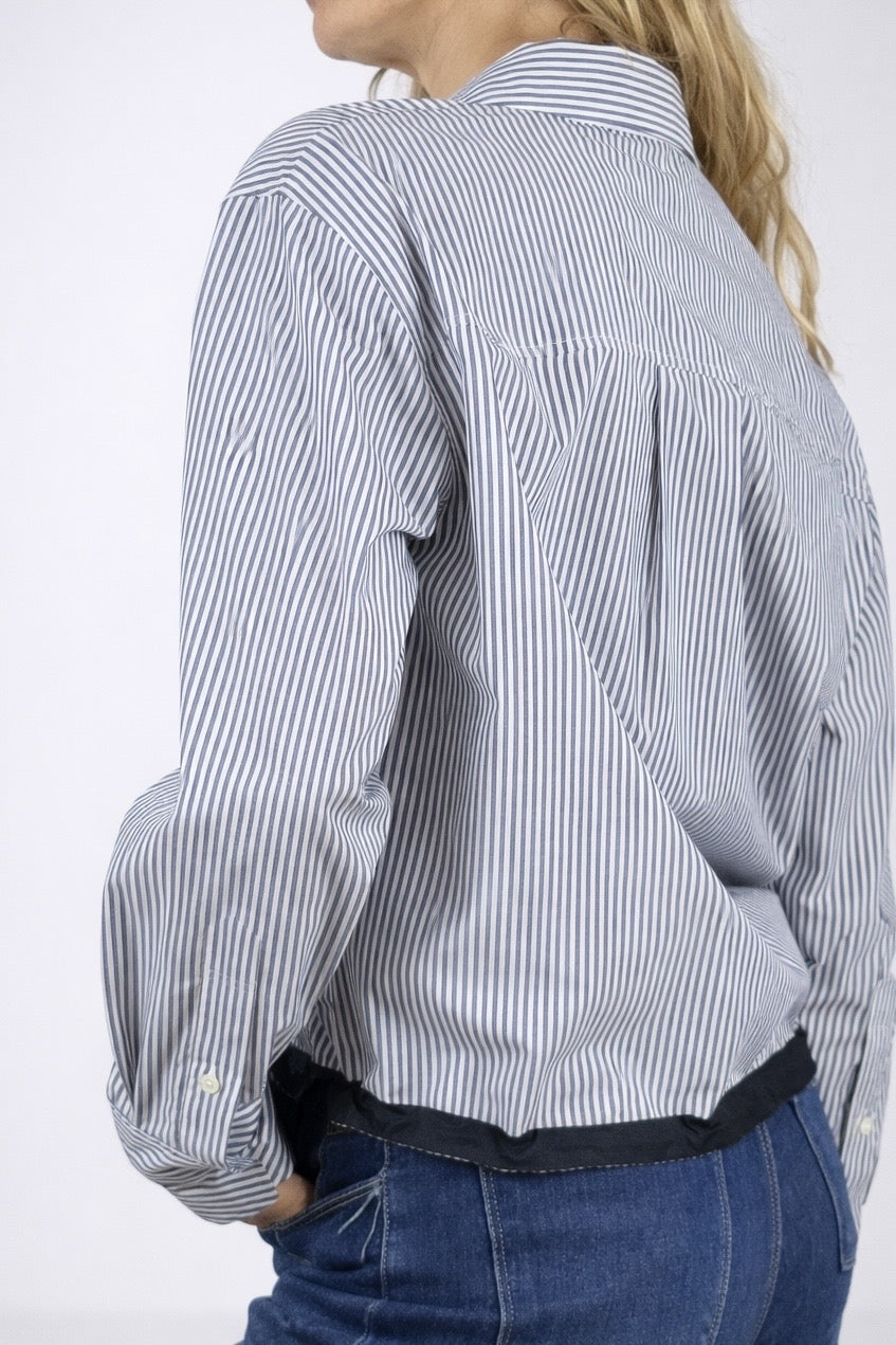 Camicia di Cotone Over a Bastoncino con Coulisse sul Fondo, True Royal