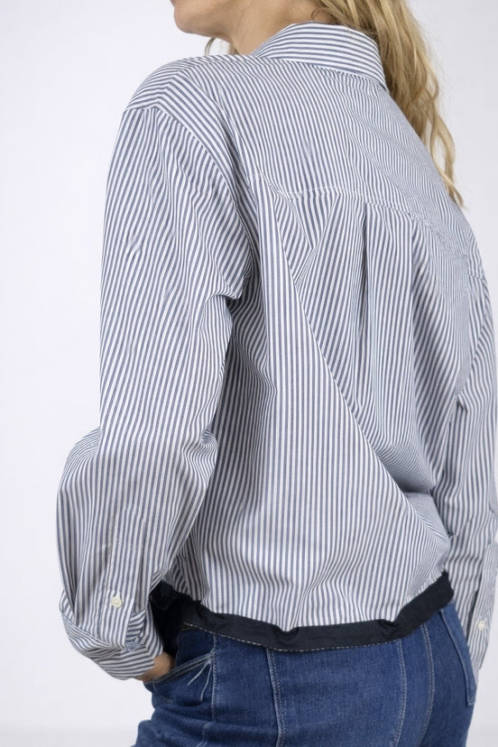 Camicia di Cotone Over a Bastoncino con Coulisse sul Fondo, True Royal