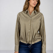 Camicia di Cotone Over a Bastoncino con Coulisse sul Fondo, True Royal