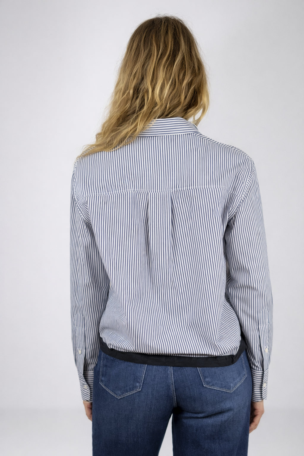 Camicia di Cotone Over a Bastoncino con Coulisse sul Fondo, True Royal