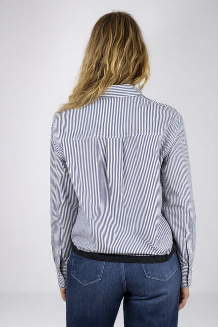 Camicia di Cotone Over a Bastoncino con Coulisse sul Fondo, True Royal