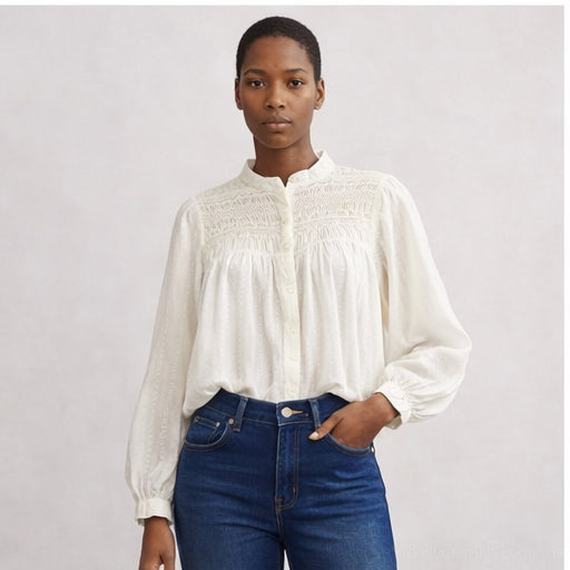 Caftano Camicia Coreana Bianco con Punto Smoke Maison Hotel