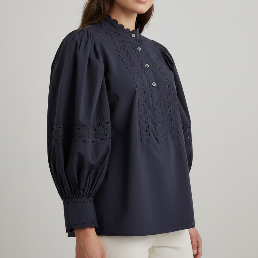 Camicia Coreana Popeline Cotone Romy Antik Batik