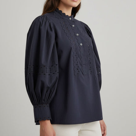 Camicia Coreana Popeline Cotone Romy Antik Batik