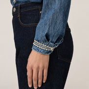 Maison Hotel, Camicia in Denim con Ricami a Contrasto Zach