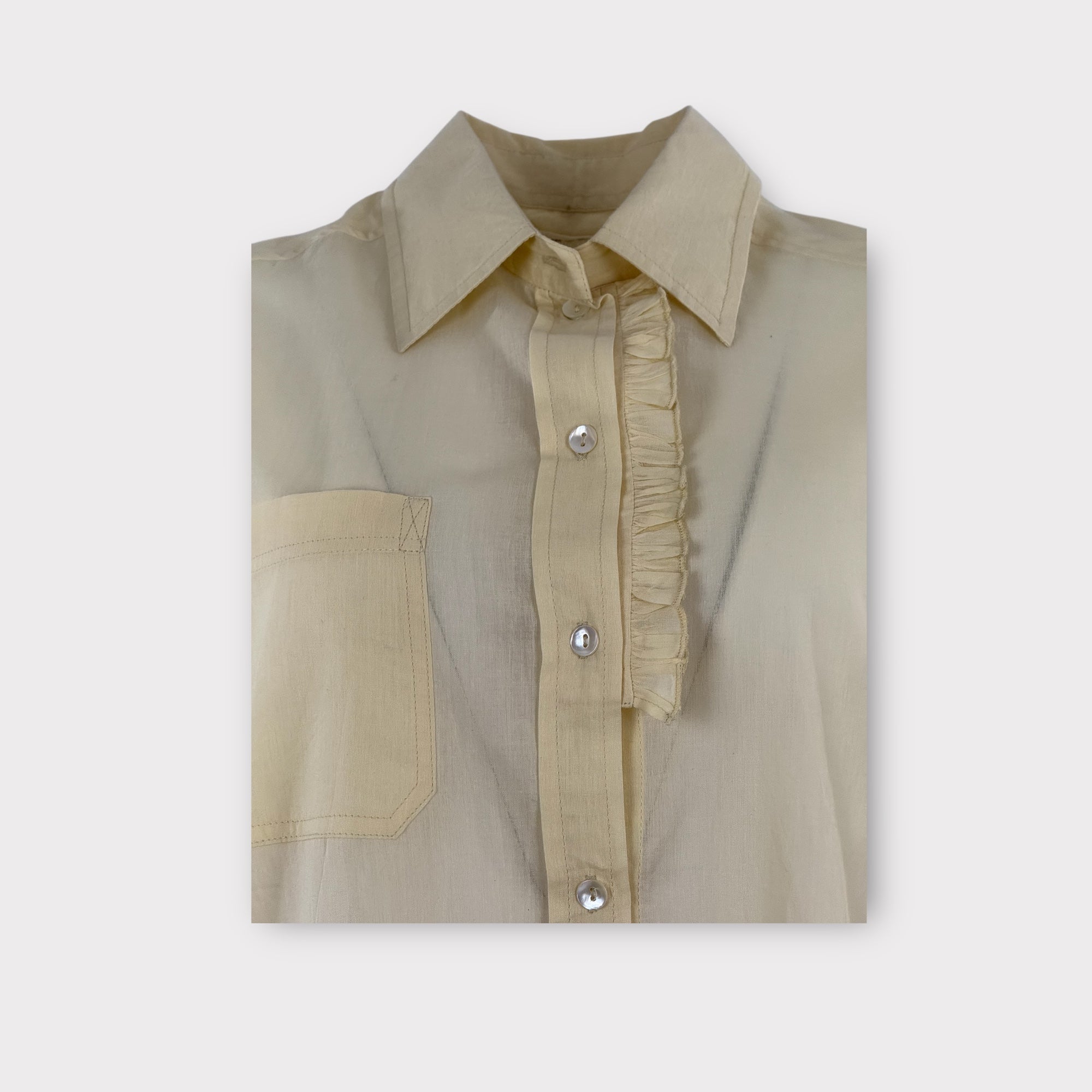 Camicia in Voile di Cotone con Taschino Beige Tee Shirt Antik Batik