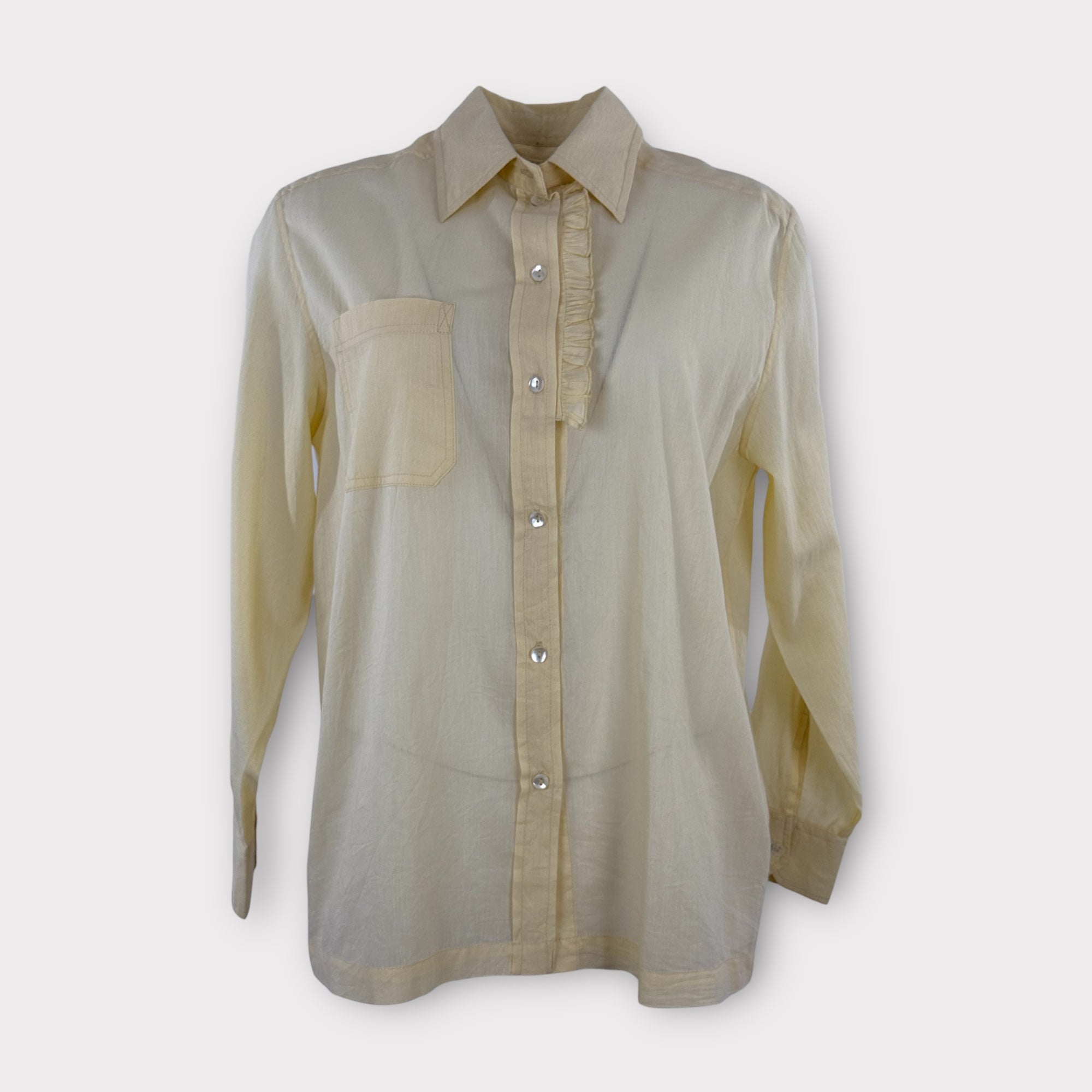 Camicia in Voile di Cotone con Taschino Beige Tee Shirt Antik Batik