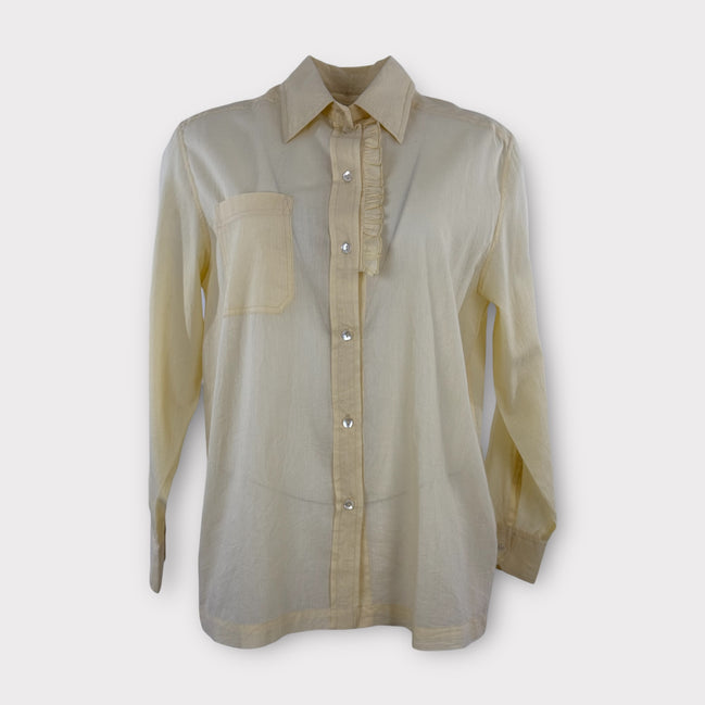 Camicia in Voile di Cotone con Taschino Beige Tee Shirt Antik Batik
