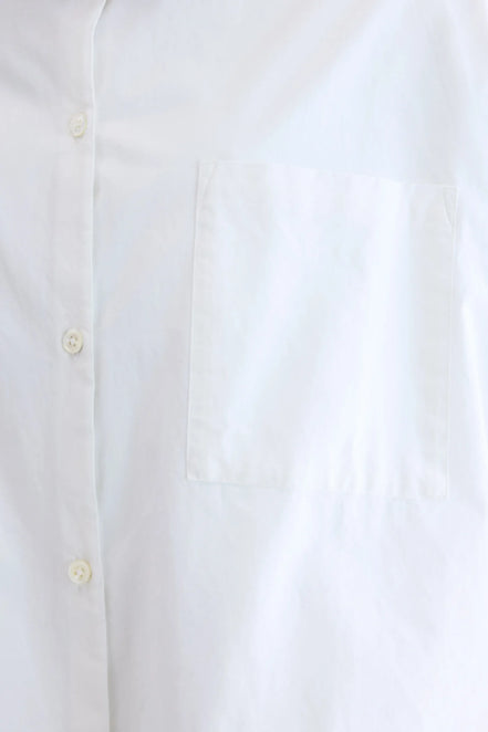 Camicia Coreana Over Bianca Popeline con Taschino Bellrose