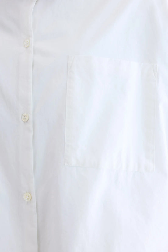 Camicia Coreana Over Bianca Popeline con Taschino Bellrose