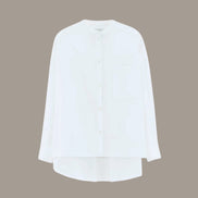 Camicia Coreana Over Bianca Popeline con Taschino Bellrose