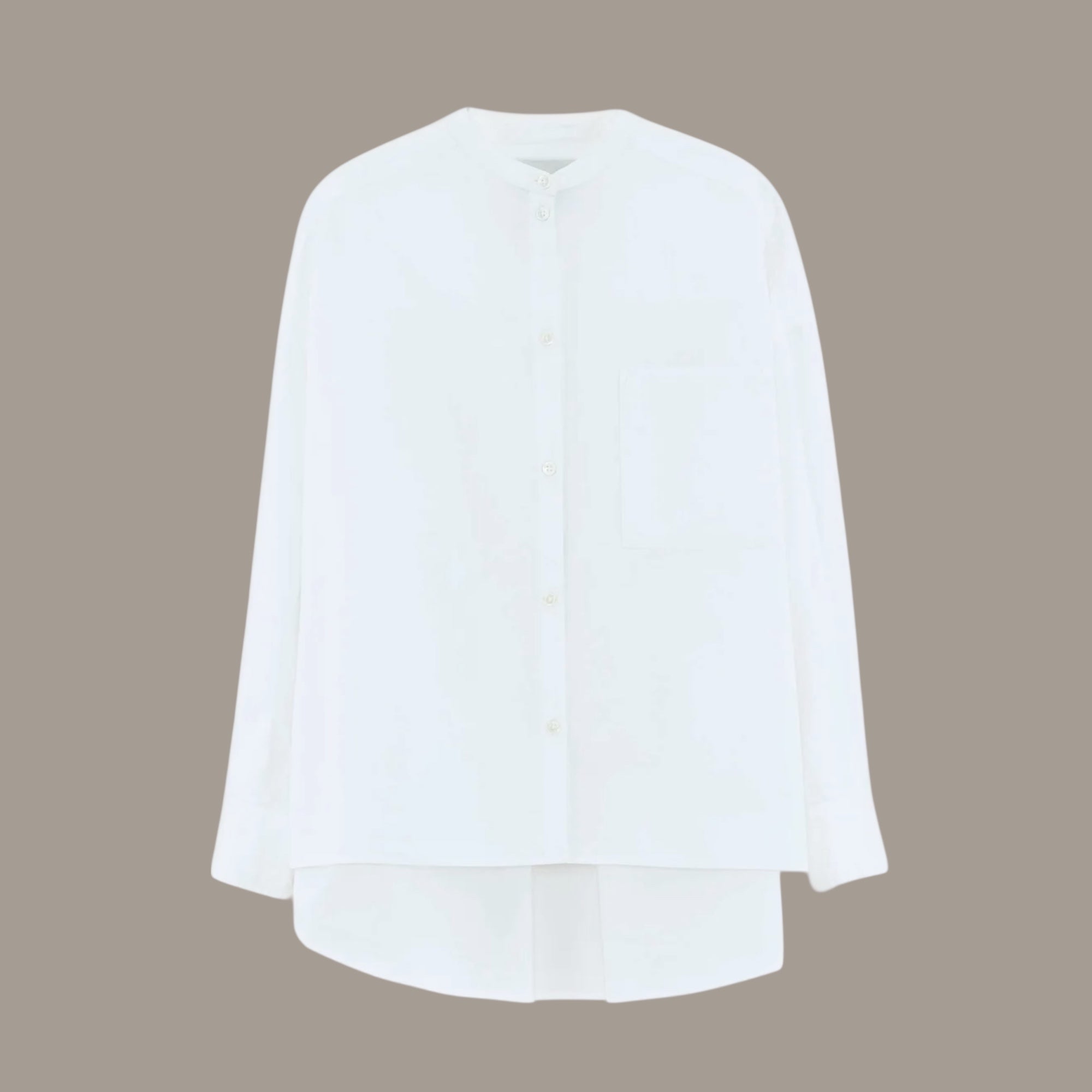 Camicia Coreana Over Bianca Popeline con Taschino Bellrose