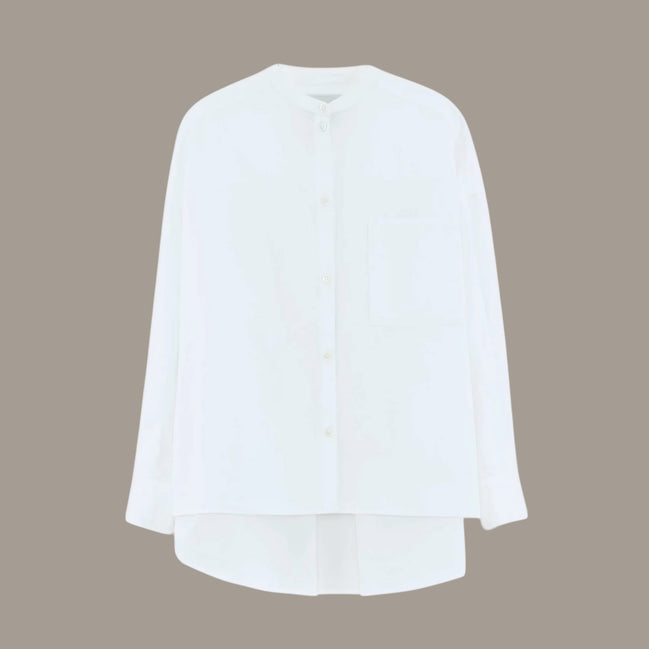 Camicia Coreana Over Bianca Popeline con Taschino Bellrose