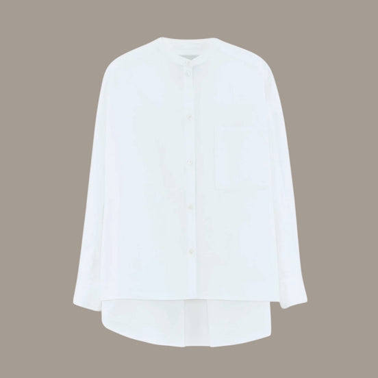 Camicia Coreana Over Bianca Popeline con Taschino Bellrose