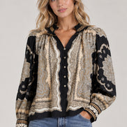 Scarlett Poppies, Camicia Coreana Misto Seta Stampa Paisley