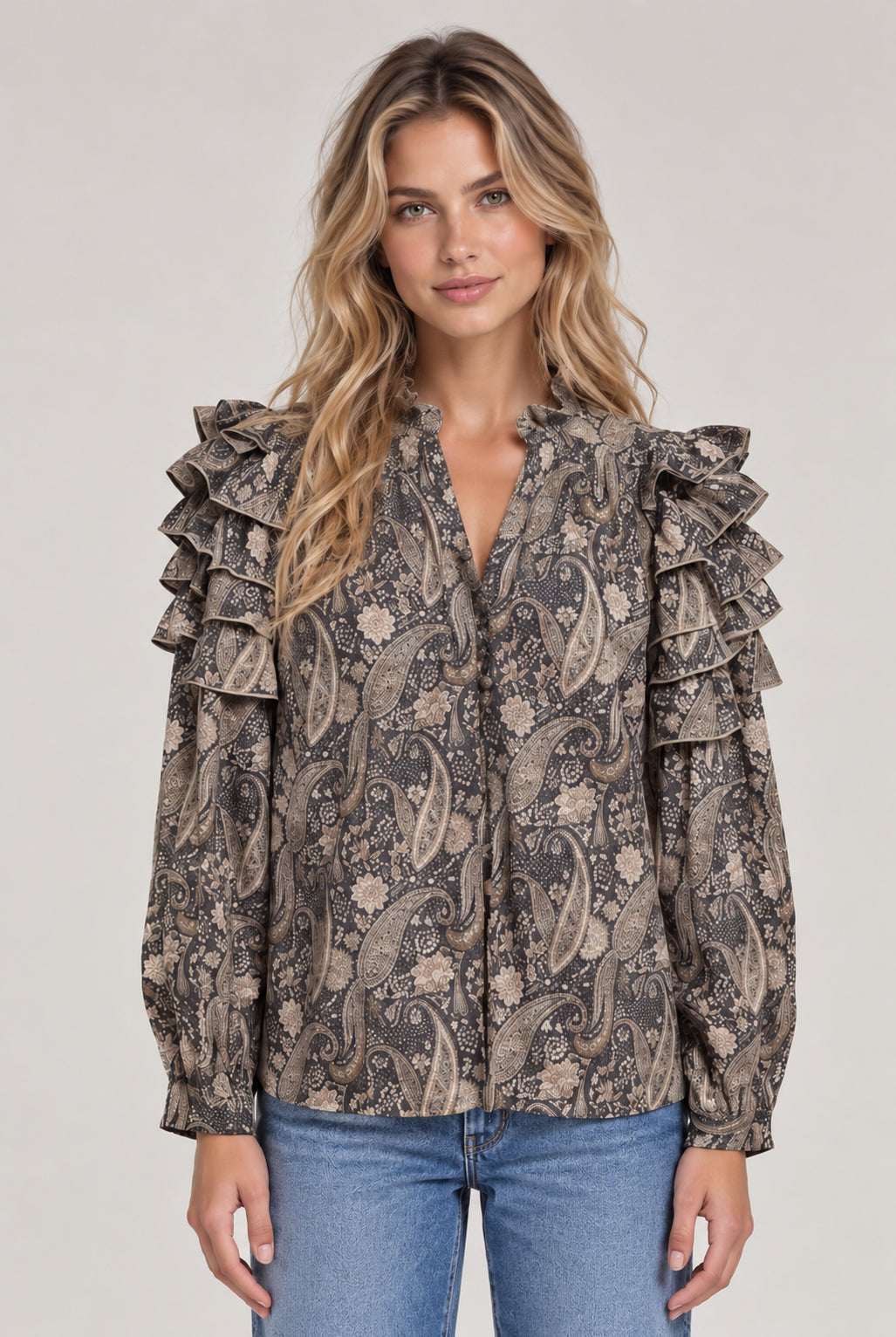 Scarlett Poppies, Camicia con Stampa Paisley e Volant