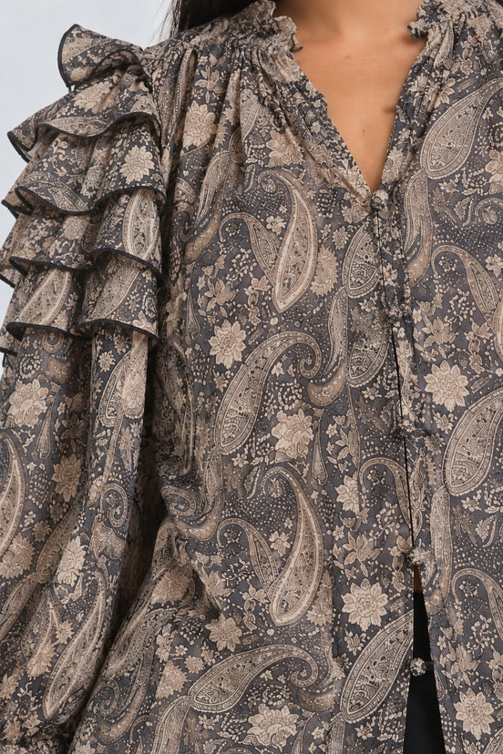 Scarlett Poppies, Camicia con Stampa Paisley e Volant