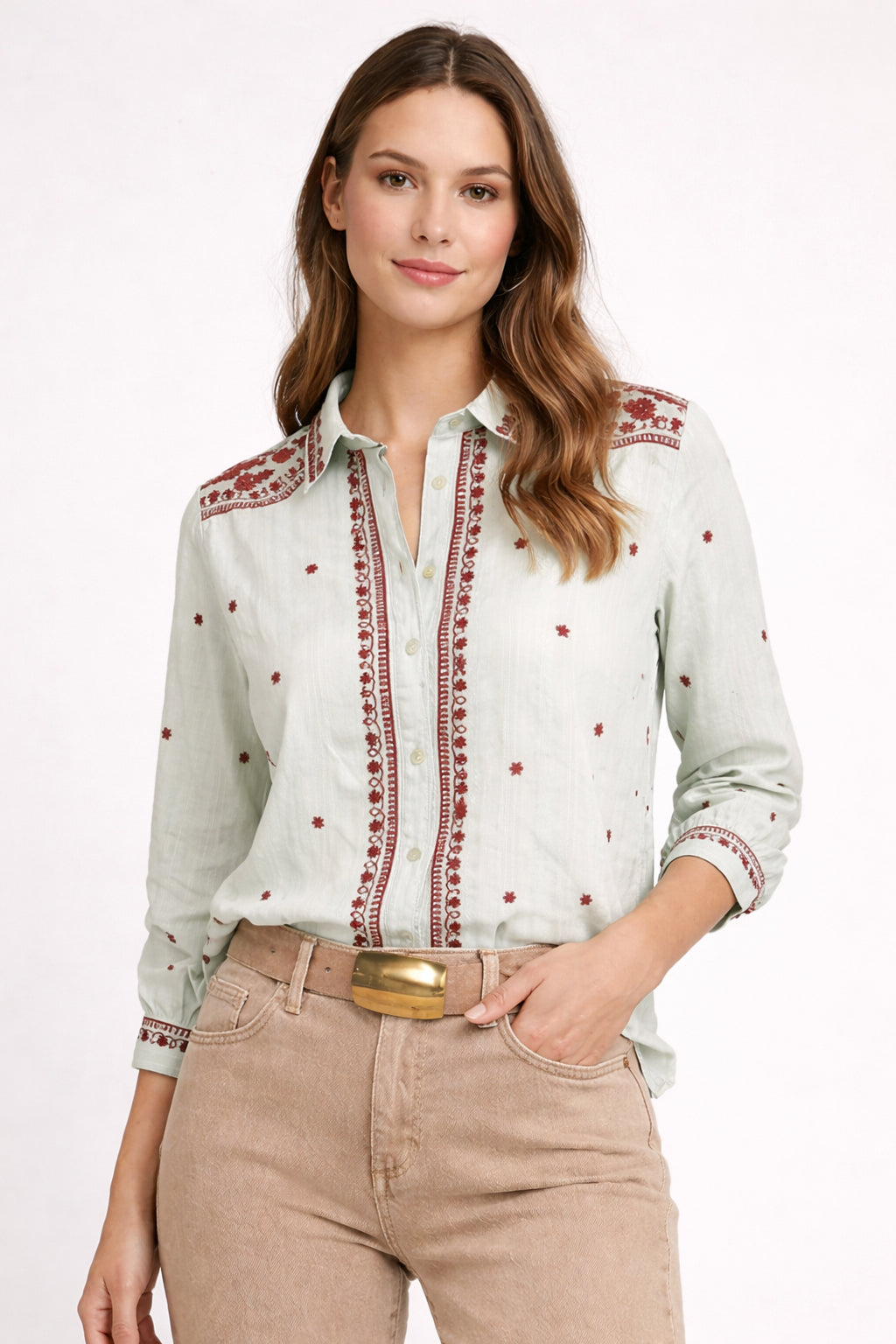 Camicia con Ricami sul Collo e Spalle Salinger Maison Hotel