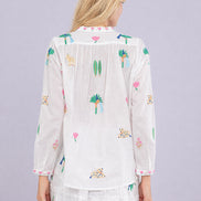 Nimo With Love, Camicia Coreana Leggera Ricami Jungle