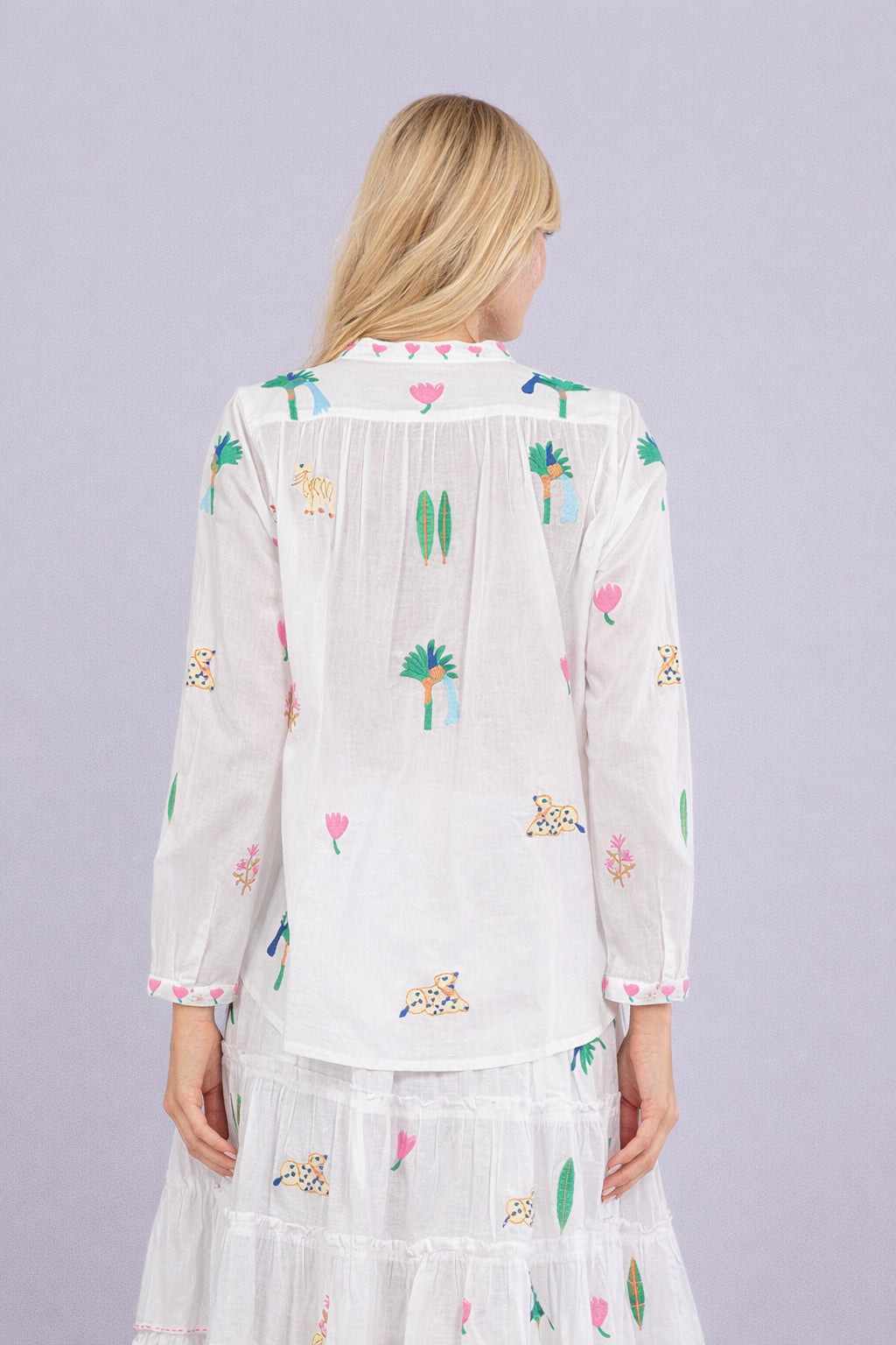 Nimo With Love, Camicia Coreana Leggera Ricami Jungle