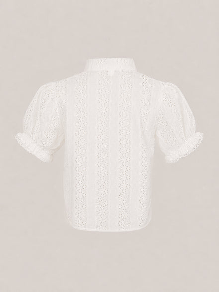 Delfina, Camicia Manica Corta Pizzo Sangallo