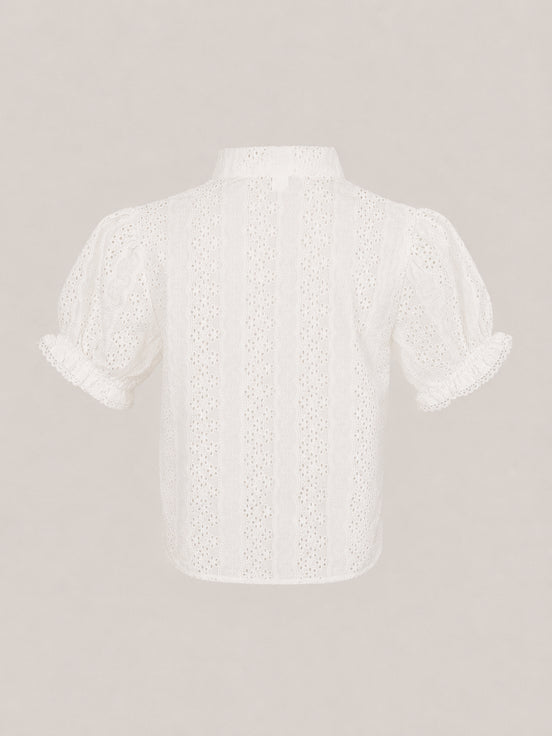 Delfina, Camicia Manica Corta Pizzo Sangallo