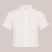 Delfina, Camicia Manica Corta Pizzo Sangallo