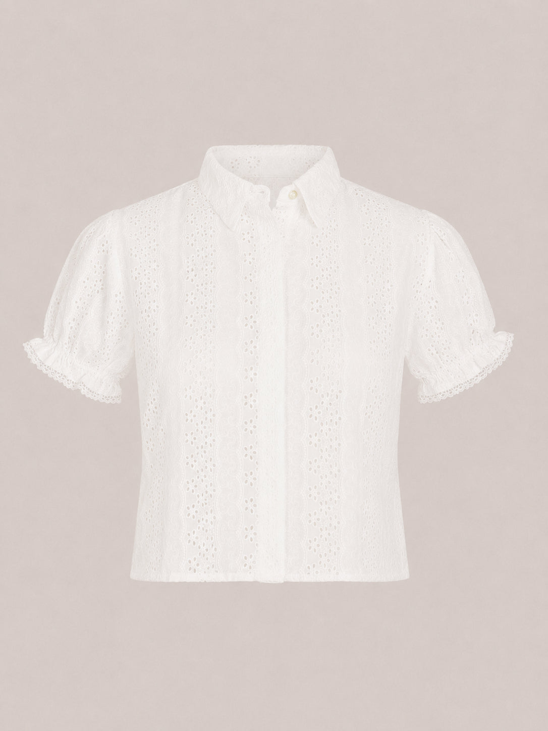 Delfina, Camicia Manica Corta Pizzo Sangallo