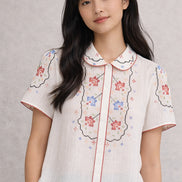MA.BE Apparel, Camicia a Maniche Corte con Ricami Ruby