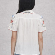MA.BE Apparel, Camicia a Maniche Corte con Ricami Ruby