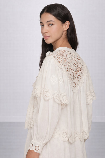 Camicia Sofia con Laccetto sullo Scollo e Ricami, SEA New York