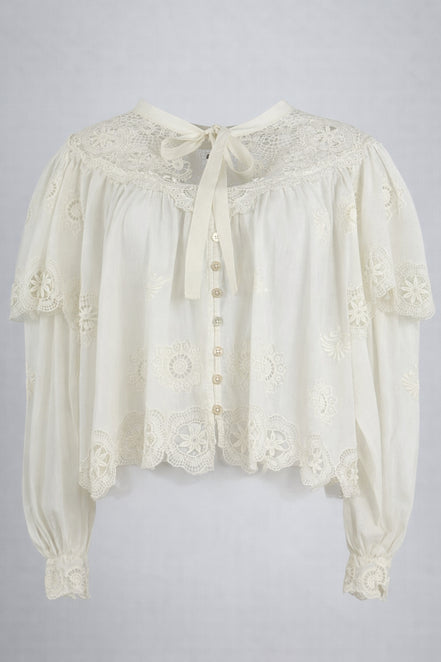 Camicia Sofia con Laccetto sullo Scollo e Ricami, SEA New York