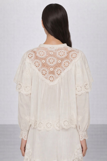 Camicia Sofia con Laccetto sullo Scollo e Ricami, SEA New York