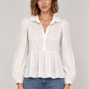 Scarlett Poppies, Camicia Bianca Colletto Tondo  Ricamata