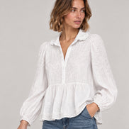 Scarlett Poppies, Camicia Bianca Colletto Tondo  Ricamata