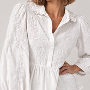 Scarlett Poppies, Camicia Bianca Colletto Tondo  Ricamata