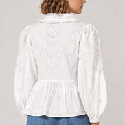 Scarlett Poppies, Camicia Bianca Colletto Tondo  Ricamata