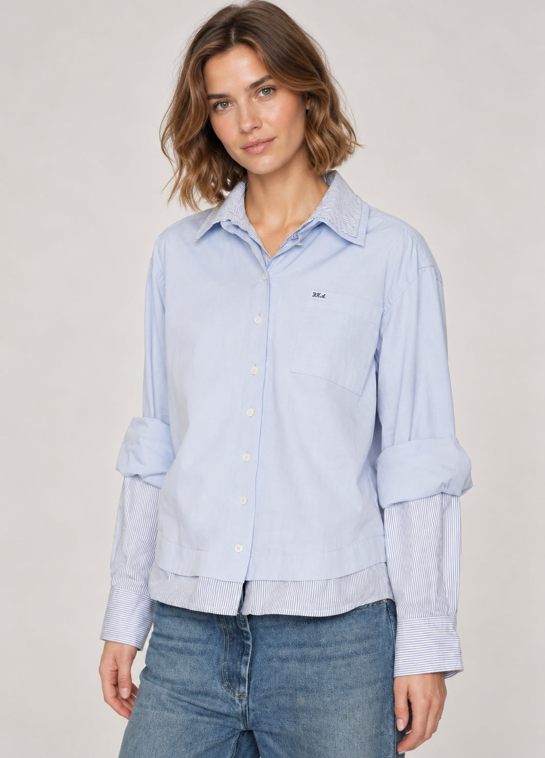 SEA NY, Camicia Taglio Maschile  in Cotone  Doppio Strato