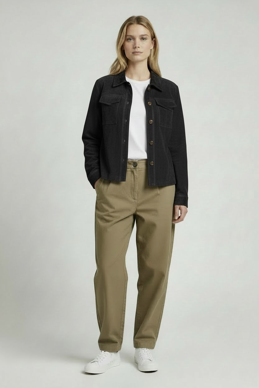 Camicia in Camoscio Slim Fit  con Tasche