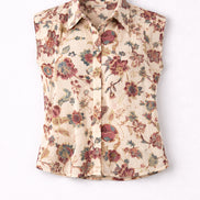 Camicia Senza Maniche a Fiori Bianca Maison Hotel