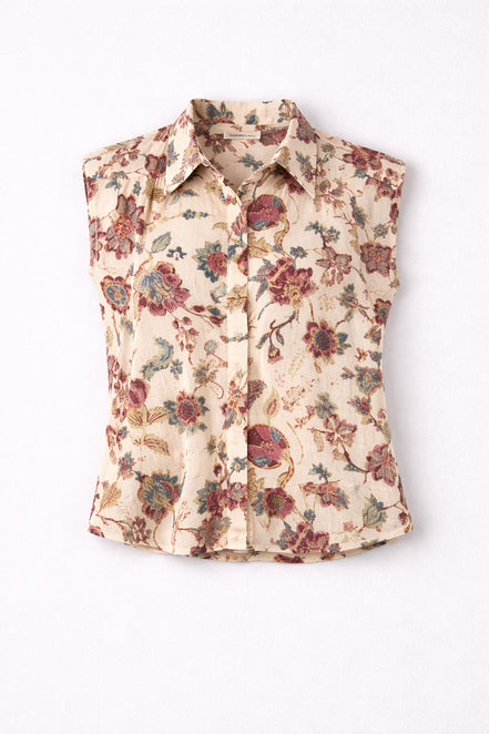 Camicia Senza Maniche a Fiori Bianca Maison Hotel
