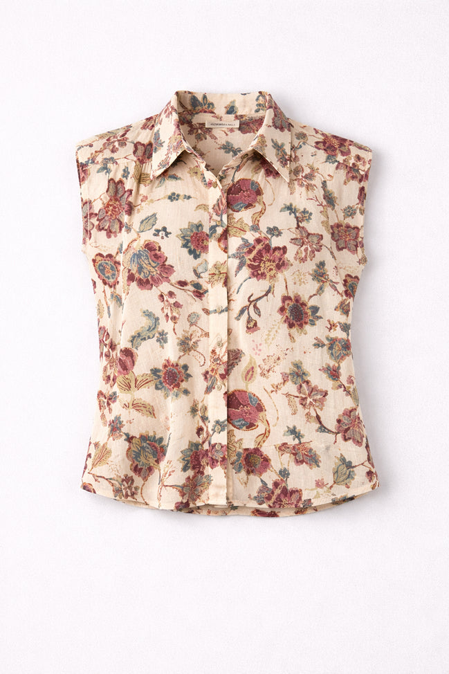 Camicia Senza Maniche a Fiori Bianca Maison Hotel