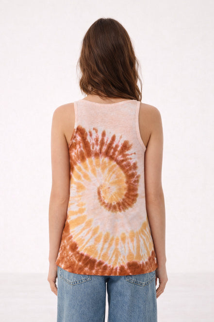 Kujten, Canotta in Lino con Stampa Tie Dye