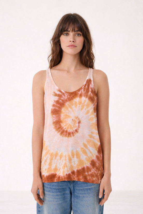 Kujten, Canotta in Lino con Stampa Tie Dye