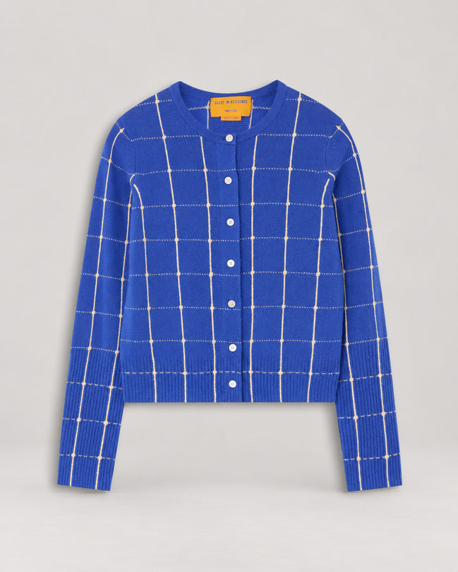 Guest In Residence, Cardigan in Cashmere Leggero con Trama Check