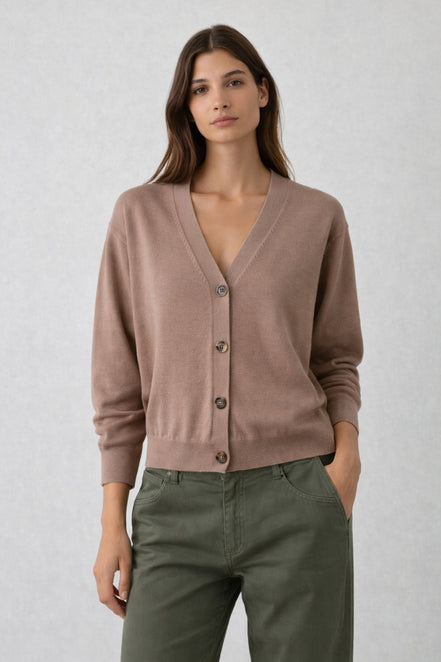 Cardigan a V in Lana Merino Soeur
