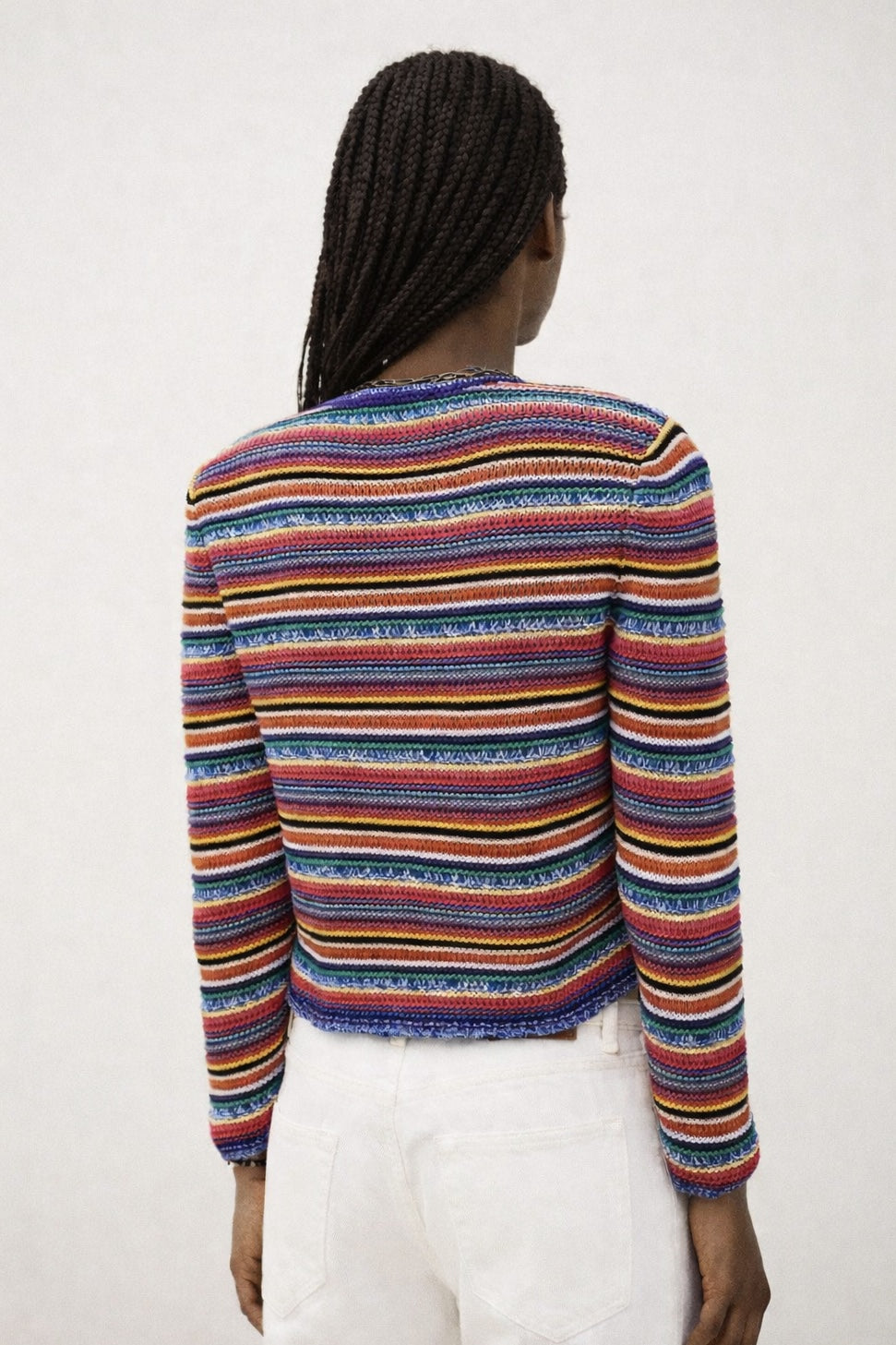 Cardigan Girocollo a Righe Muticolor Ba&sh